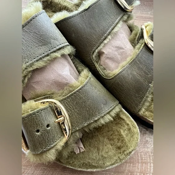 New Arizona Big Buckle Shearling Natural Leather Oiled in Olive Size 6.5 - Picture 9 of 9
